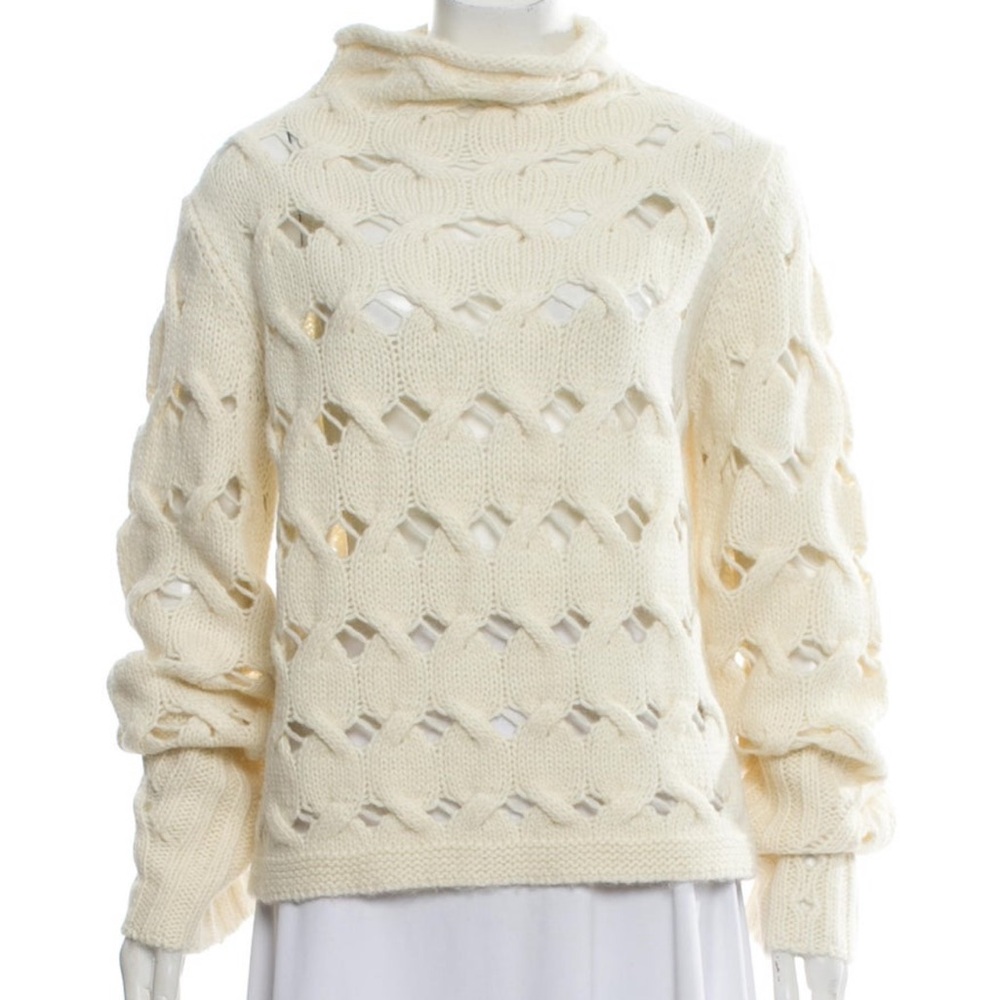 Inhabit Cream Cable Knit Cowl Neck Sweater